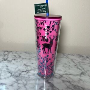 Starbucks 2022 Venti Woodland Lace Pink Cold Cup 24oz NWT